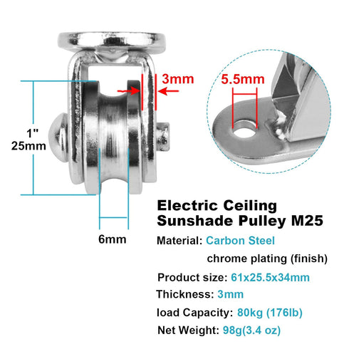 8 Pack Pulley Block Carbon Steel Pulley Roller Duplex Bearing Silent Detachable, Heavy Duty 176 lb, Wheel Diameter 1'' for Material Handling and Moving