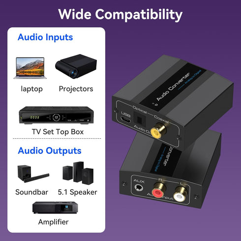 RCA/3.5MM PS5 PS4 Analog to Digital Audio Converter RCA to Optical Converter to Toslink and Coaxial Adapter for DVD