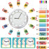 Yeaqee 31 Pcs Telling Time Bulletin Board, Analog Clock Practice with Dry Erase Pens for Home, Classroom