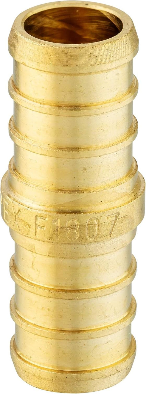 EFIELD 25-Pack Pex 1/2 Inch Straight Coupling Brass Crimp Fitting for Pex Tubing Connection, ASTM F1807