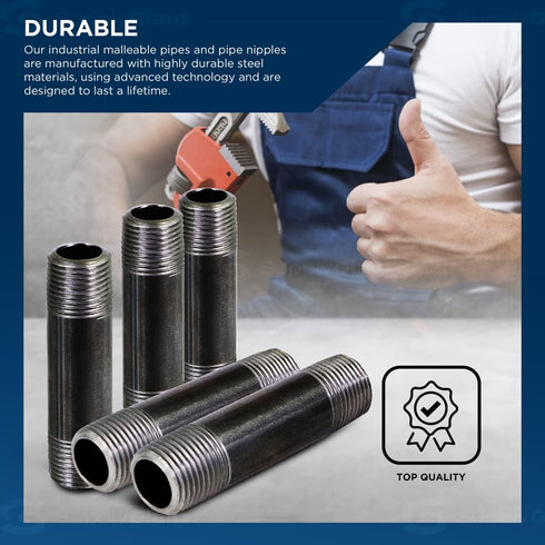 Everflow Supplies NPBL3860-5 Black Nipple Pipe, 1/8" x 6"
