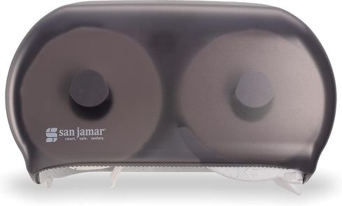 San Jamar Classic Versatwin Plastic Tissue Dispenser, Dual Dispensing Toilet Paper Holder, Black Pearl, 5.5 Inches