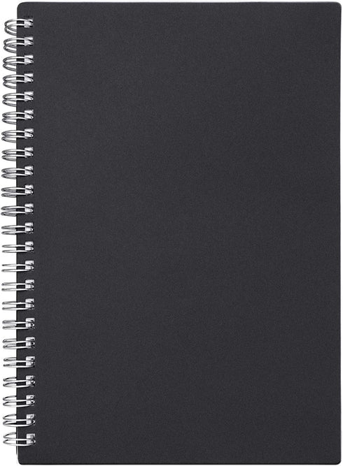 ZZTX Spiral Notebook Kraft Soft Cover, College Ruled Memo Diary Planner, 140 Pages/70 Sheets, 8 x 6 inch, 1 Pack (Black)