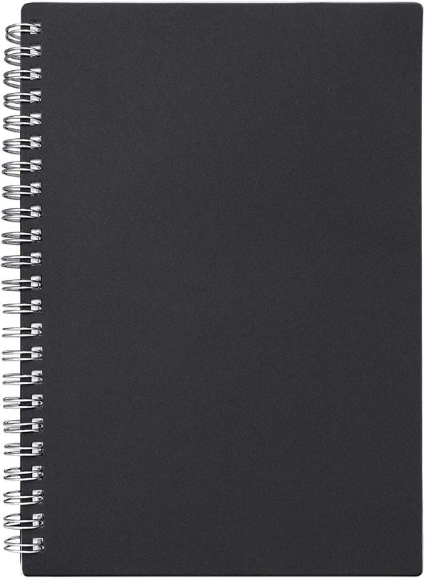 ZZTX Spiral Notebook Kraft Soft Cover, College Ruled Memo Diary Planner, 140 Pages/70 Sheets, 8 x 6 inch, 1 Pack (Black)