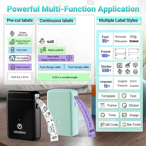 X1 Label Maker Machine with Tape - Portable Bluetooth Label Printer, Wireless Built-in Cutter Small Label Makers