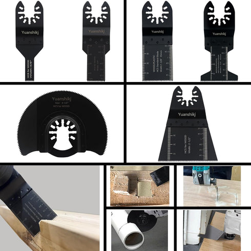 Yuanshikj 30PCS Mix Metal Wood Plastics Universal Oscillating Multitool Saw Blades, Professional Quick Release Kits