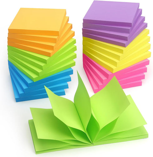 Pop Up Sticky Notes, 3x3 inch Bright Colors, 24 Pads/Pack, 70 Sheets/Pad, Total 1680 Sheets