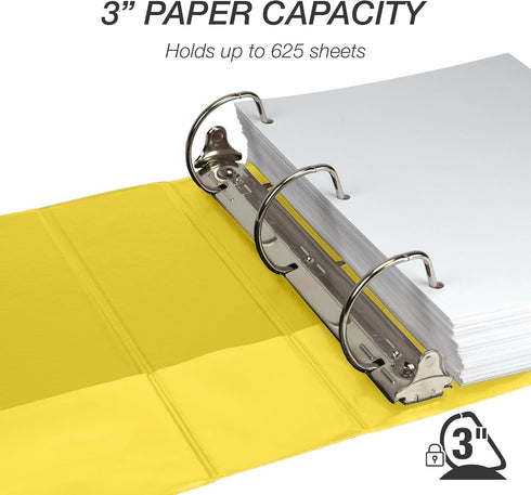Samsill Durable 3 Inch D Ring Binder, Customizable Clear View Binder, Made in The USA, Yellow, Holds 625 Pages