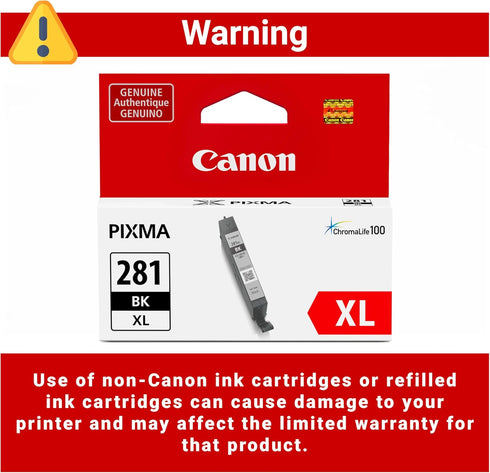 Canon CLI-281 XL Genuine Black Ink Tank, Compatible with TR8520, TS9120, TS8120, TS6120, TS9521C/a Series