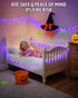 Kelumi 16.4ft 50 Halloween String Lights Battery Operated, Purple Lights with Timer Waterproof LED Halloween