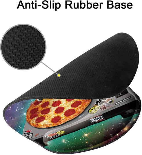 Pizza Cat Mouse Pad, Delicious Food Hipster Cool Cat Design, Memory Foam with Wrist Rest Support
