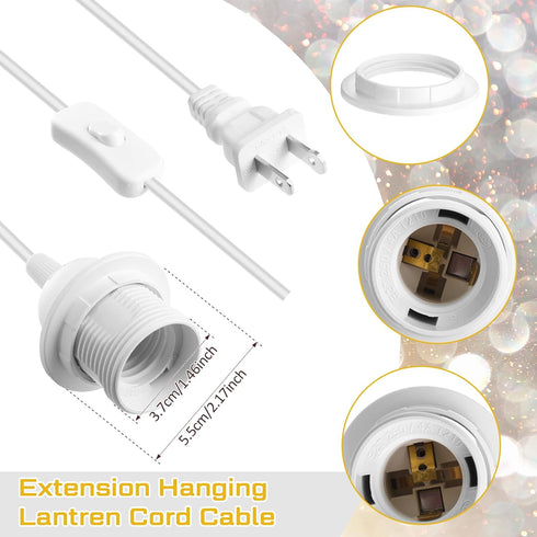 6 Bulb E27 Lamp(15 4.5 Reginary Pieces Hanging Light Cord Kit Lantern Cord Cable Extension Plug in Pendant with in-line