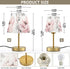 Dimmable ALAZA Table Lamp for Bedroom Nightstand Watercolor Pink Rose Flower Gray Leaves Bedside Lamp with USB Port