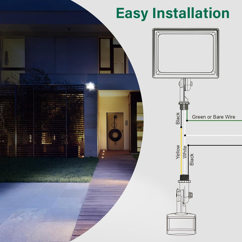 Motion Sensor, 180-Degree Replacement Detector, Adjustable Time & Sensitivity, 60 Feet Range, Black
