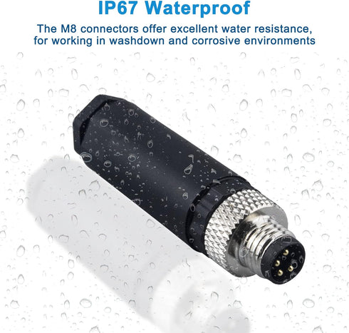 M8 4 Pin Male & Female Socket Panel Aviation Wire Connector, 8mm Outdoor Waterproof IP67 A Coding