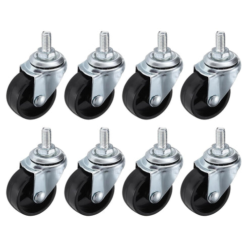 PATIKIL 1.5 Inch Threaded Swivel Casters, 8 Pack Wire Shelf Caster Wheels
