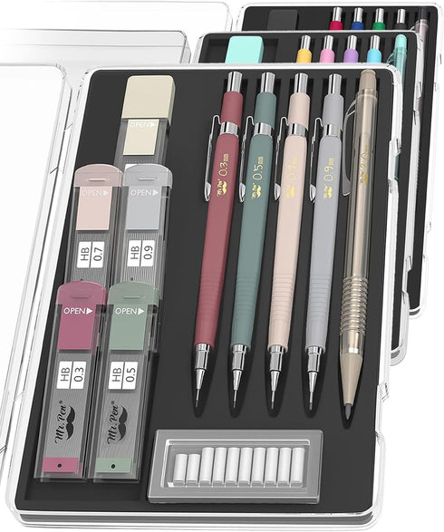 Mr. Pen Mechanical Pencil Set with Leads and Eraser Refills - 5 Sizes (0.3, 0.5, 0.7, 0.9, 2mm) for Drafting, Drawing,