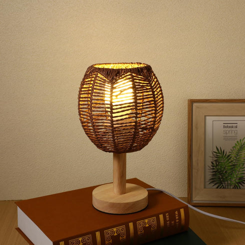 5.5x5.9 Inch, Cabilock Woven Lamp Shade with Metal Frame, Boho Round Small Lampshade Replacement, Woven Light Shade