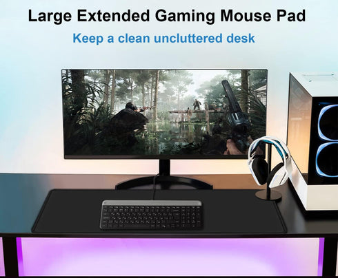 BOOEUDI 31.5 11.8 Mouse Pad Gaming, Extra Large Mousepad with Stitched Edges, Premium Microfiber Cloth Surface