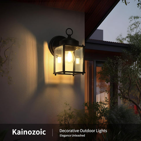 2 Pack Outdoor Wall Light Fixtures Waterproof Porch Lights Anti-Rust Matte Black Exterior Light Fixture Outdoor Wall