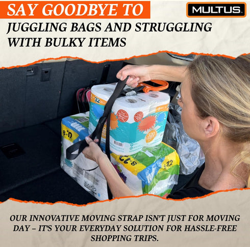 MULTUS 2 Handle Moving Strap – Heavy Duty Carrying Strap for Boxes, Furniture, Beach Gear, Camping, Sports Equipment