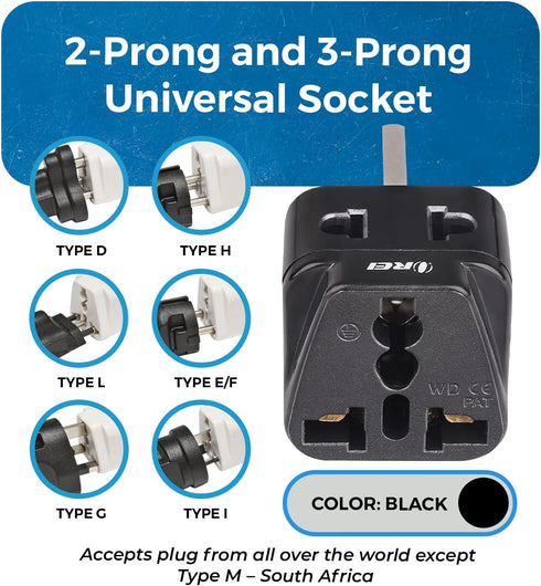 OREI USA to UK Travel Plug Adapter - Type G Compatible with UK, UAE, Hong Kong, Dubai - 2 in 1 UK Plug Adapter - 2 Pack