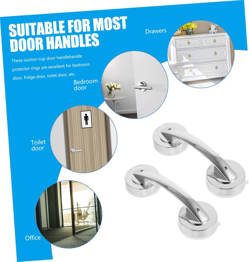 2pcs Portable Suction Handle Bars for Bathroom Strong Grip for Seniors Non-Porous Surface for Shower Bathtub and Glass