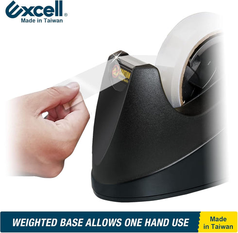 Excell Dualcore Desktop Tape Dispenser, 1" + 3" Core, Sand Weighted Base for Home, Office, Gifts Store
