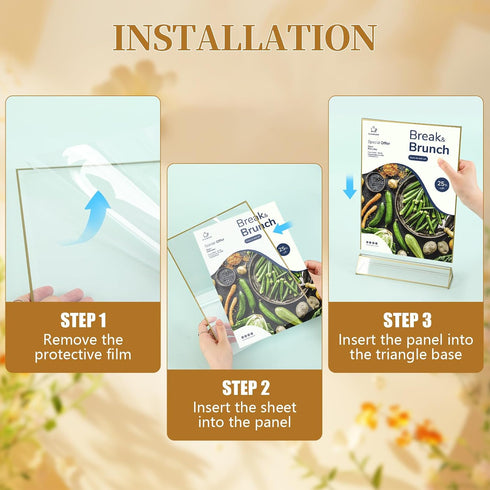 KILY-WILY 5 7 Display-12 Packs Gold Frames x Acrylic Sign Holder Double Sided Wedding Table Number Holder Clear Plastic