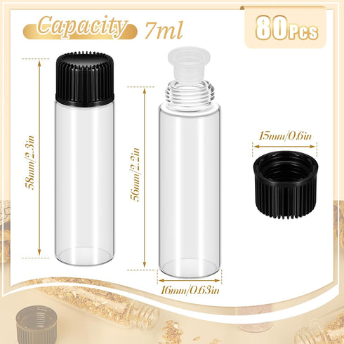 80 Pcs Clear Glass Vial Glass Sample Vial Clear Bottles with Screw Caps and Plastic Stopper Leakproof for Oil Sample Aromatherapy Fragrance Vials Lightweight Perfume Travel (7 ml) by Lallisa