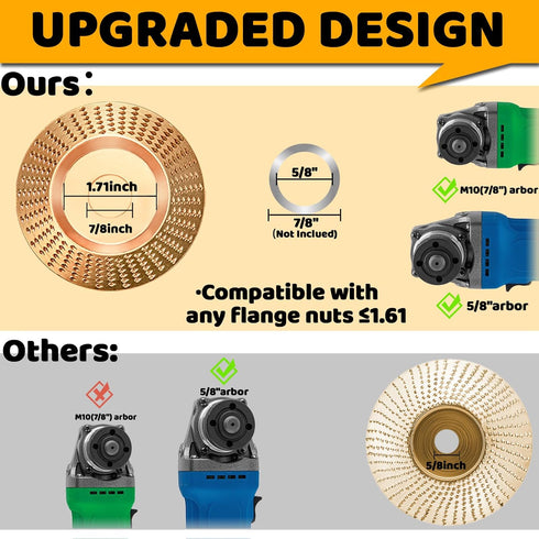 4PCS Angle Grinder Wood Carving Disc Set, Stump Tool Grinder Disc Wheel Attachments for Woodworking