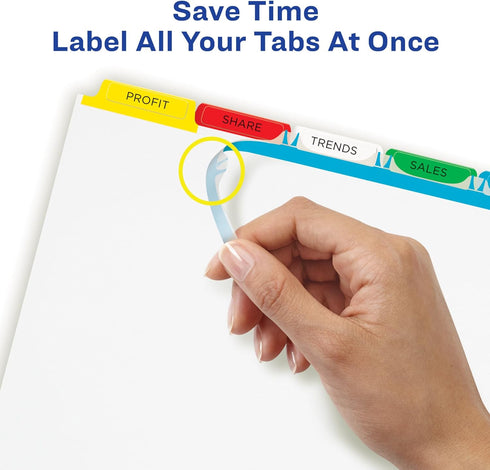 Avery 5 Tab Dividers for 3 Ring Binder, Customizable Multicolor Tabs, Easy Print & Apply, 5 Sets