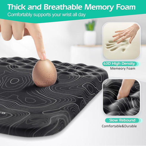 Gimars Upgrade Ergonomic Mouse Pad Wrist Rest with Memory Foam Massage Bump, Nonslip PU Base, Enlarge 30% Larger for