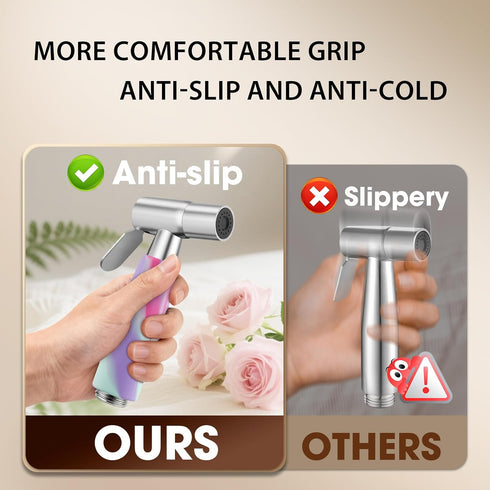 Mornwaen Handheld Bidet Sprayer Head,Stainless Steel Muslim Shower Head for Toilet,Adjustable Pressure Jet Sprayer