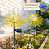 Solar Garden Lights Outdoor Decor, Metal Flower Stake Light with Warm White Crackle Glass Globe, Waterproof Decorative