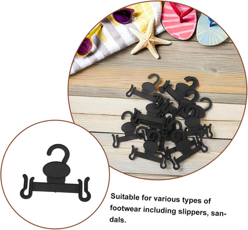 Ipetboom 30pcs Black Plastic Slipper Hooks for Shoe Storage and Drying Space Saving Hanging Shoe Rack Organizer