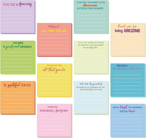 Yinder 24 Pcs Employee Appreciation Sticky Notes, Thank You Gifts, Mini Pocket Notepads for Graduation