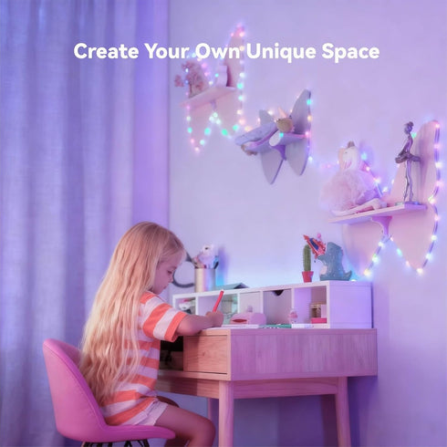 32.8ft Control,Dimmable IP67 Color Changing Fairy Lights with Remote, USB RGB+IC Light Twinkle Bluetooth APP Xmas Music