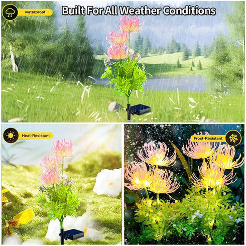 2 Packs of LED Solar Flower Decorative Lights, 2-Mode Outdoor Courtyard Atmosphere Lights, Wireless Waterproof Garden