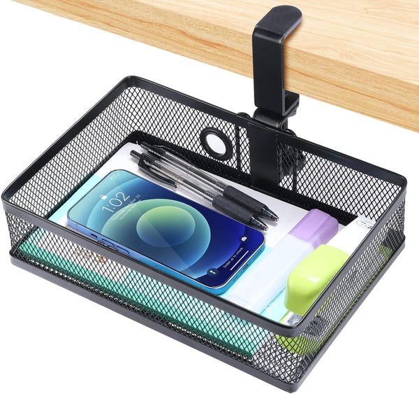 ROSYLINE Drawer Under Desk Storage Organizer, Clamp on Hanging Desk Storage, Black