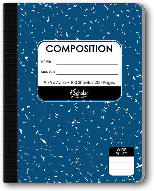 iScholar Composition Book, Wide Ruled, 9.75 x 7.5 - Inches, 100 Sheets, Cover Color May Vary (18100) by iScholar