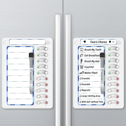Chore Chart for Kids, Dry Erase Chore Board with 10 Sliders, Magnetic Marker, To Do List Checklist for Fridge, 2 Pack
