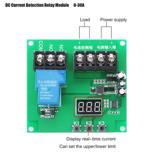 7?30V 0?30A DC Current Detection Sensing Module Board Overcurrent Relay Module Current Sensor