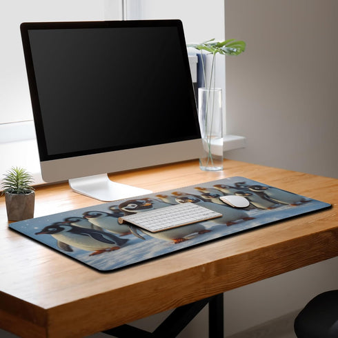 Gaming Mouse Pads, Large Computer Desk Mat, 900X400 Non-Slip Rubber Base, 35.4 X 15.4 inch Pineapples, Cute Penguin