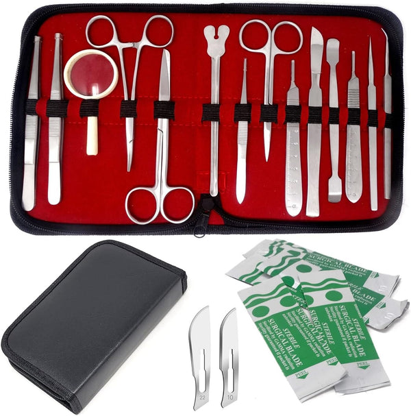 34 Pieces Advanced Dissection Kit Biology Lab Anatomy Dissecting Kit Set for Educating Medical Students and Veterinary with Stainless Steel Knife Handle Blades by A2Z SCILAB