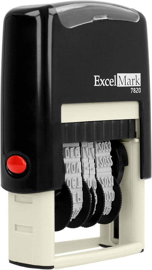 ExcelMark 7820 Self-Inking Rubber Date Stamp - Great for Shipping, Receiving, Expiration Dates (Black Ink)