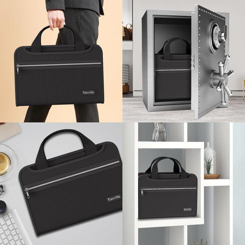 Tamfile Fireproof Accordion File Organizer with Handle, 13 Pocket Expanding Folder with Zipper & Labels