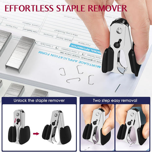 Metal Heavy Duty Stapler, 50 Sheet Capacity with 1750 Staples and Staple Remover, Non-slip Office Stapler for Desk,