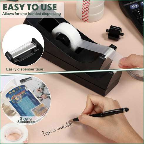 Yahenda 36 Pack Desktop Tape Dispenser with Non Skid Base, Transparent Tape and Replacement Cores for Home School