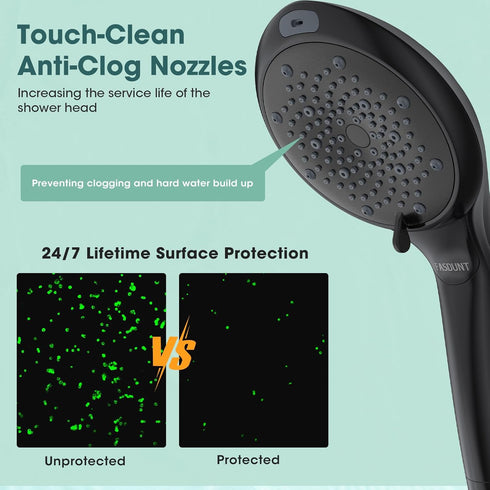 8-Mode 80" FASDUNT Filtered Shower Head with Handheld, High Pressure Handheld Showerhead with Filters for Hard Water